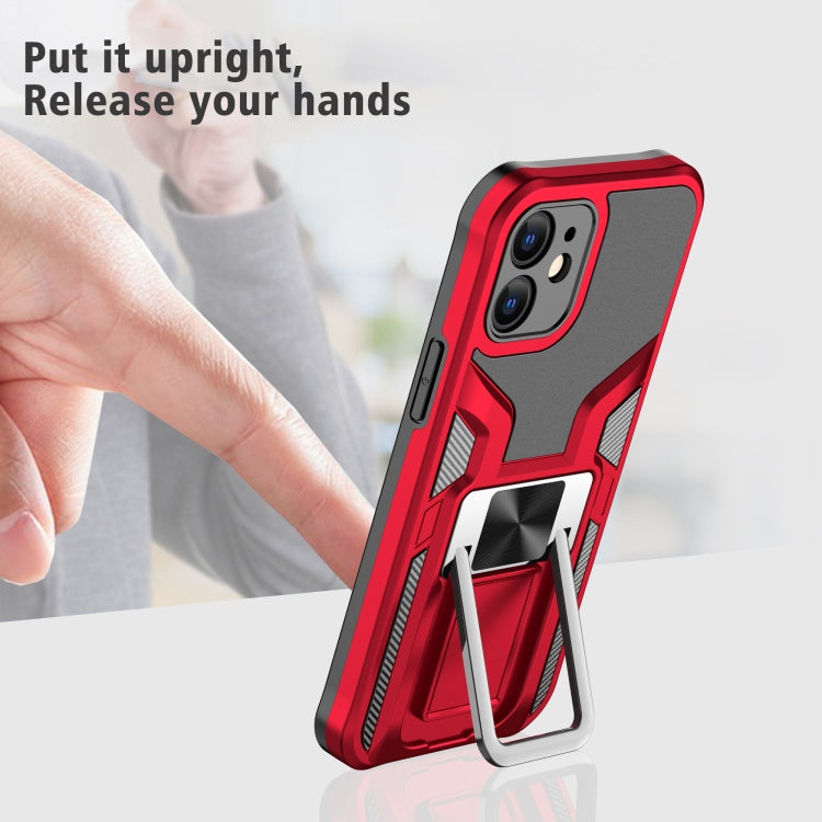 For iPhone 12 mini Armor 2 in 1 PC + TPU Magnetic Shockproof Case with Foldable Holder