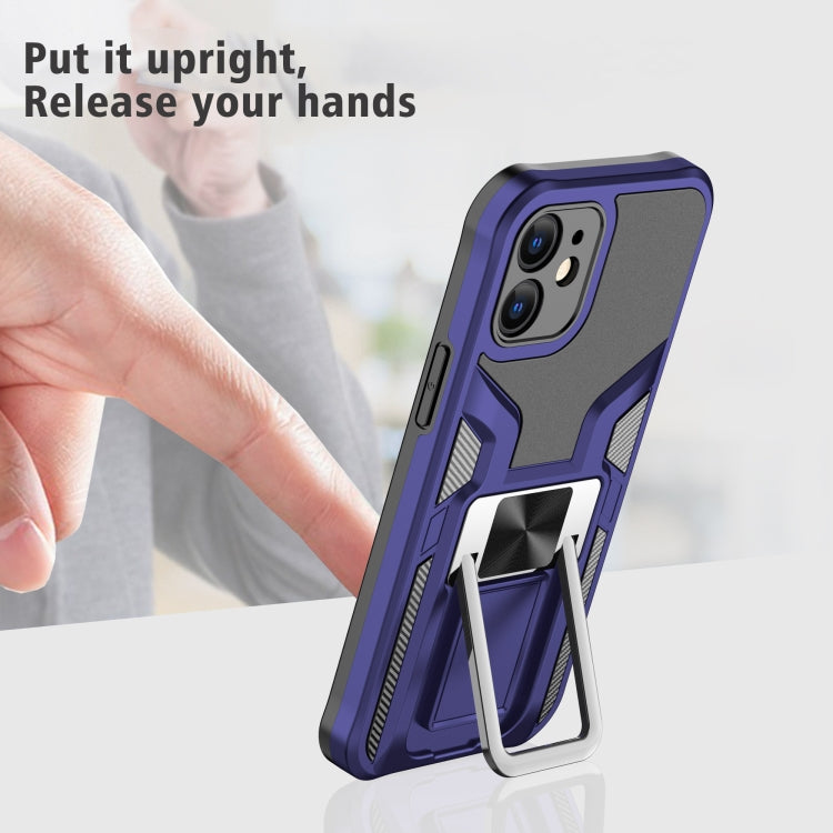 For iPhone 12 mini Armor 2 in 1 PC + TPU Magnetic Shockproof Case with Foldable Holder
