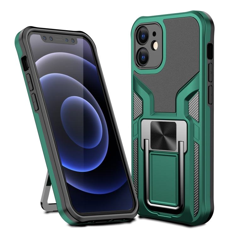 For iPhone 12 mini Armor 2 in 1 PC + TPU Magnetic Shockproof Case with Foldable Holder