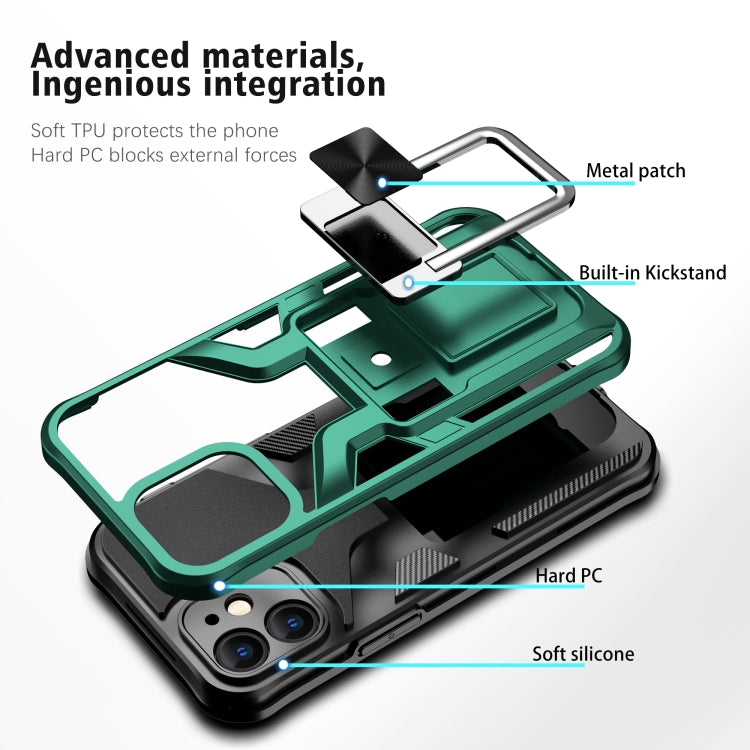 For iPhone 12 mini Armor 2 in 1 PC + TPU Magnetic Shockproof Case with Foldable Holder