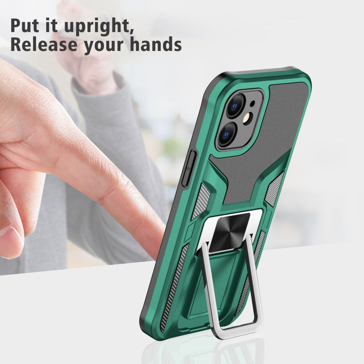 For iPhone 12 mini Armor 2 in 1 PC + TPU Magnetic Shockproof Case with Foldable Holder