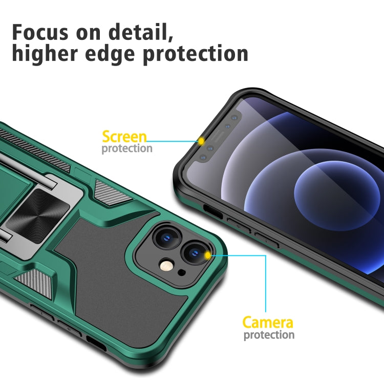 For iPhone 12 mini Armor 2 in 1 PC + TPU Magnetic Shockproof Case with Foldable Holder