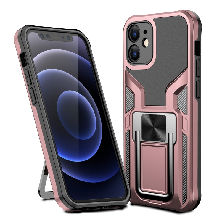 For iPhone 12 mini Armor 2 in 1 PC + TPU Magnetic Shockproof Case with Foldable Holder
