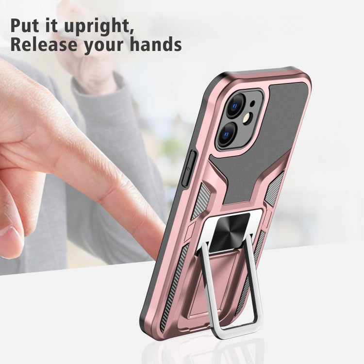 For iPhone 12 mini Armor 2 in 1 PC + TPU Magnetic Shockproof Case with Foldable Holder