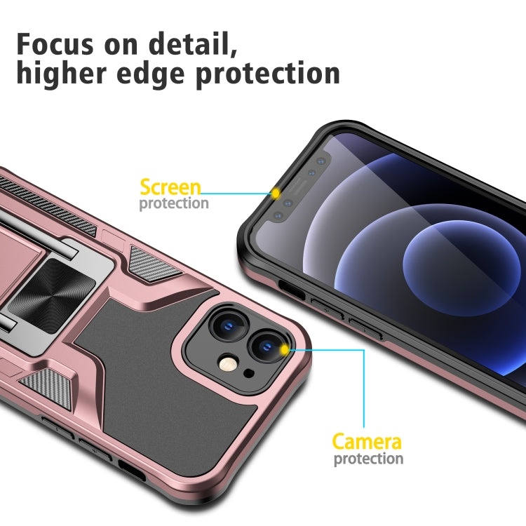 For iPhone 12 mini Armor 2 in 1 PC + TPU Magnetic Shockproof Case with Foldable Holder