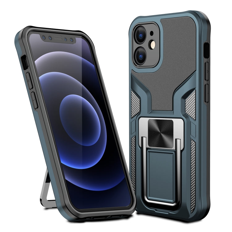 For iPhone 12 mini Armor 2 in 1 PC + TPU Magnetic Shockproof Case with Foldable Holder
