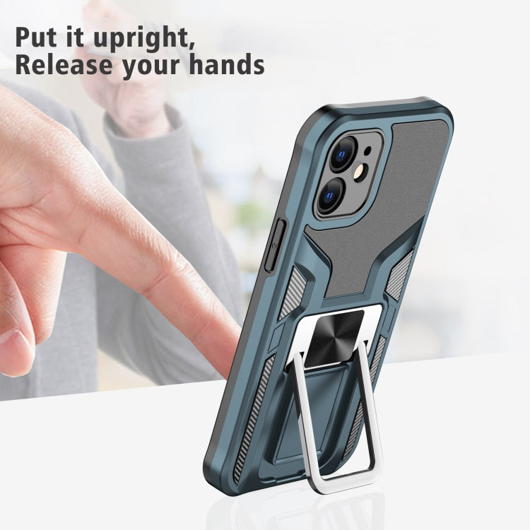 For iPhone 12 mini Armor 2 in 1 PC + TPU Magnetic Shockproof Case with Foldable Holder