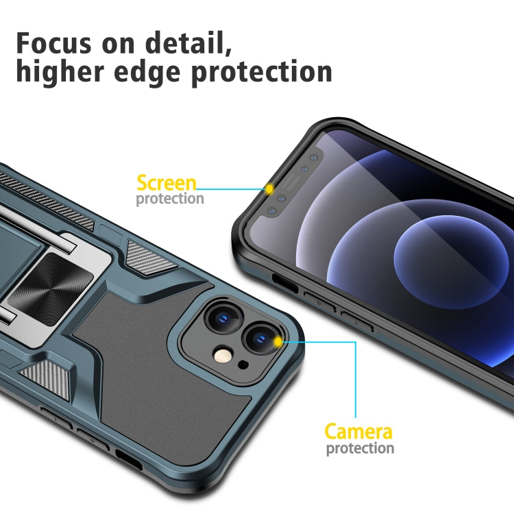 For iPhone 12 mini Armor 2 in 1 PC + TPU Magnetic Shockproof Case with Foldable Holder