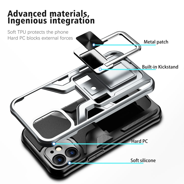 For iPhone 12 mini Armor 2 in 1 PC + TPU Magnetic Shockproof Case with Foldable Holder