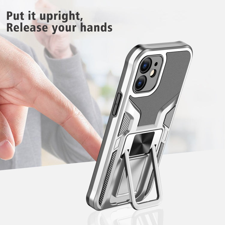 For iPhone 12 mini Armor 2 in 1 PC + TPU Magnetic Shockproof Case with Foldable Holder