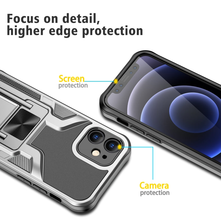 For iPhone 12 mini Armor 2 in 1 PC + TPU Magnetic Shockproof Case with Foldable Holder