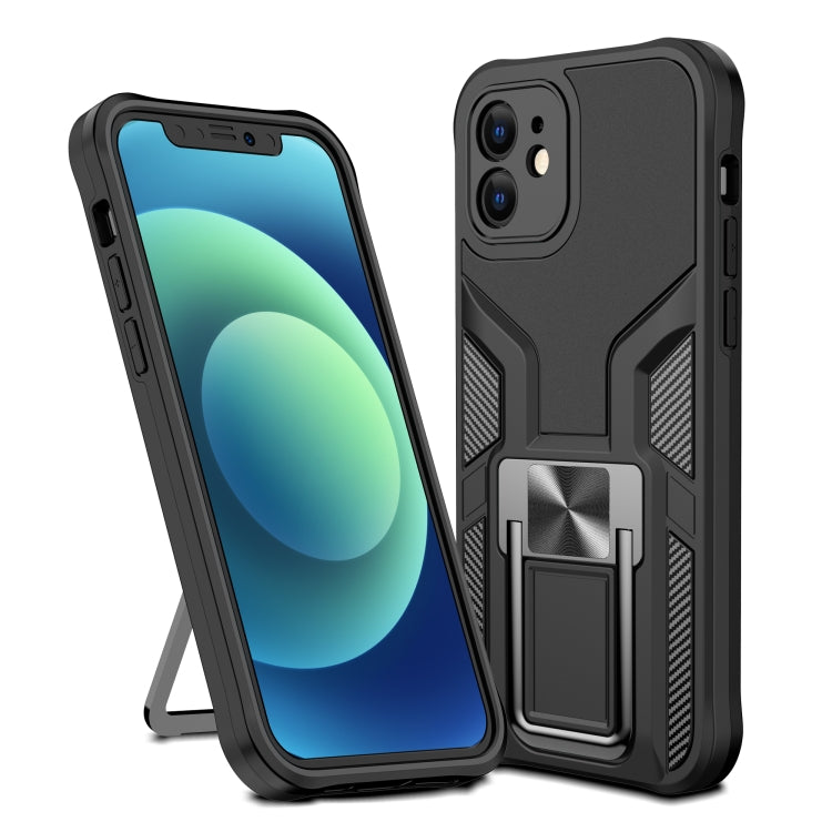 For iPhone 12 Armor 2 in 1 PC + TPU Magnetic Shockproof Case with Foldable Holder