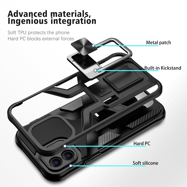 For iPhone 12 Armor 2 in 1 PC + TPU Magnetic Shockproof Case with Foldable Holder