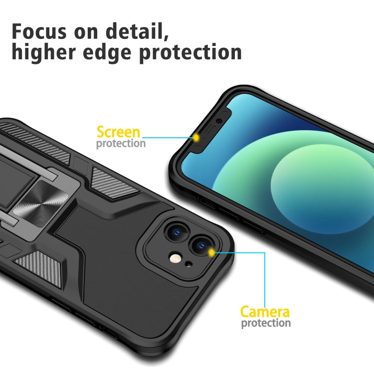For iPhone 12 Armor 2 in 1 PC + TPU Magnetic Shockproof Case with Foldable Holder