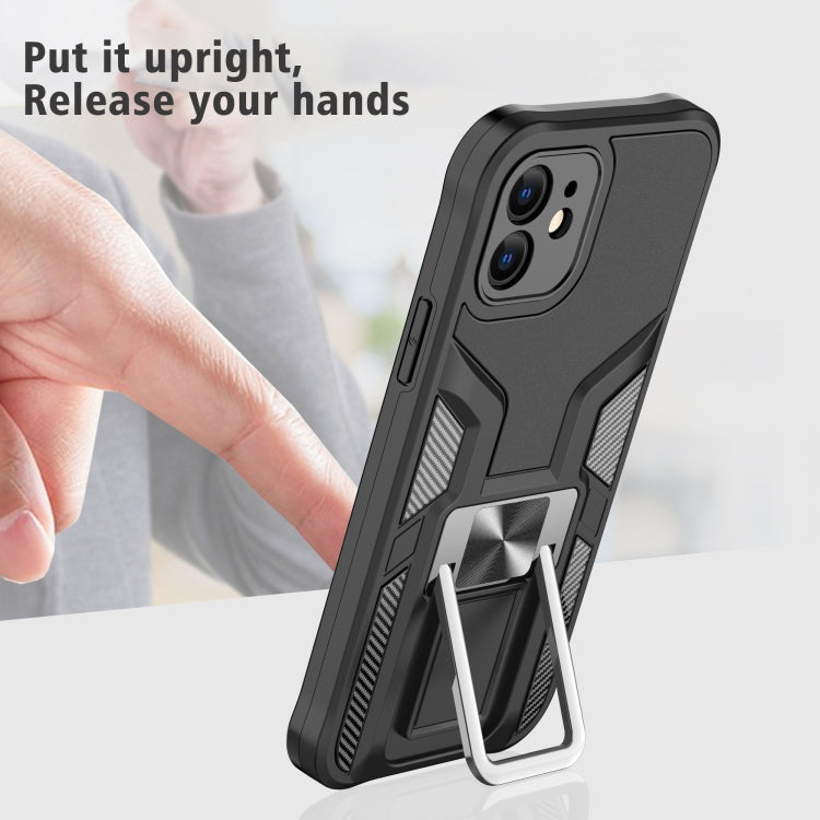 For iPhone 12 Armor 2 in 1 PC + TPU Magnetic Shockproof Case with Foldable Holder