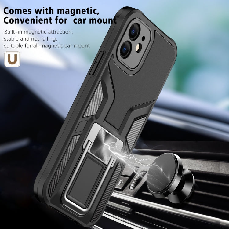 For iPhone 12 Armor 2 in 1 PC + TPU Magnetic Shockproof Case with Foldable Holder