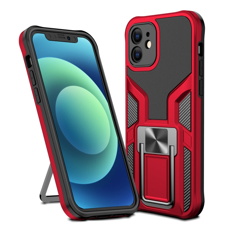 For iPhone 12 Armor 2 in 1 PC + TPU Magnetic Shockproof Case with Foldable Holder