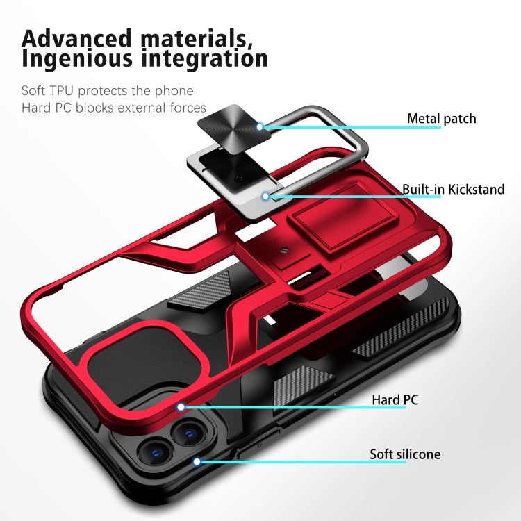 For iPhone 12 Armor 2 in 1 PC + TPU Magnetic Shockproof Case with Foldable Holder