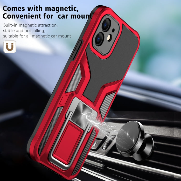 For iPhone 12 Armor 2 in 1 PC + TPU Magnetic Shockproof Case with Foldable Holder