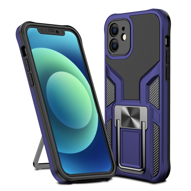 For iPhone 12 Armor 2 in 1 PC + TPU Magnetic Shockproof Case with Foldable Holder