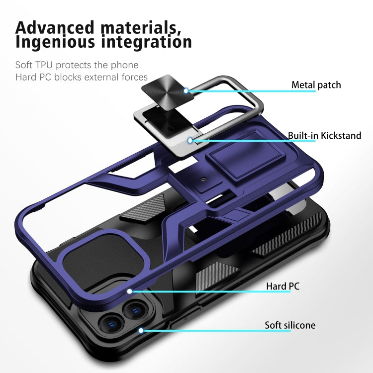 For iPhone 12 Armor 2 in 1 PC + TPU Magnetic Shockproof Case with Foldable Holder