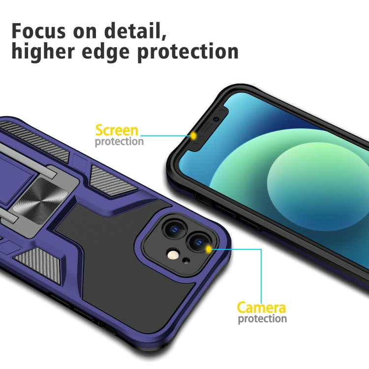 For iPhone 12 Armor 2 in 1 PC + TPU Magnetic Shockproof Case with Foldable Holder