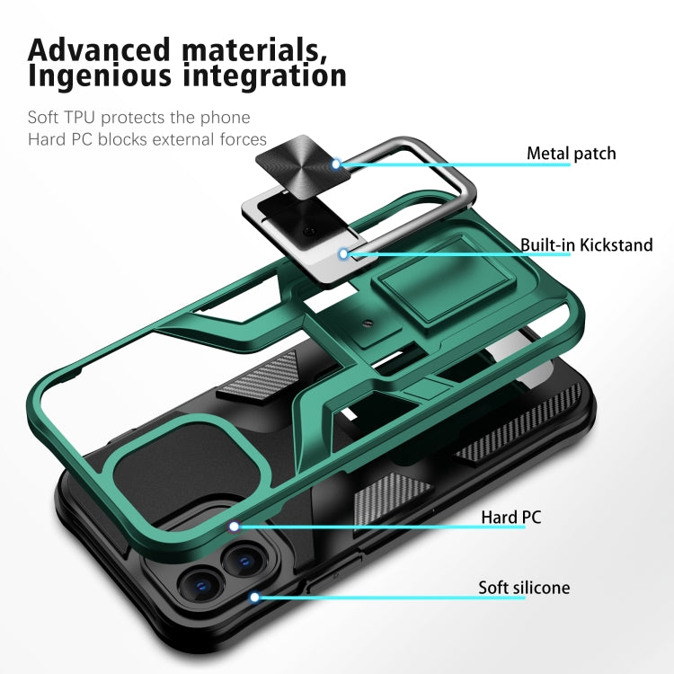 For iPhone 12 Armor 2 in 1 PC + TPU Magnetic Shockproof Case with Foldable Holder