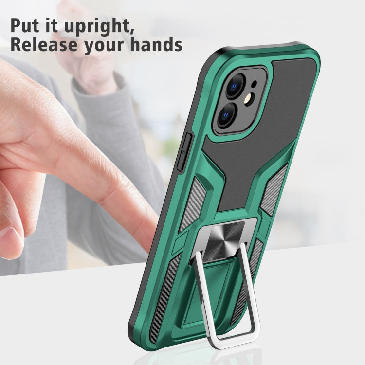 For iPhone 12 Armor 2 in 1 PC + TPU Magnetic Shockproof Case with Foldable Holder