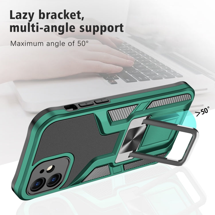 For iPhone 12 Armor 2 in 1 PC + TPU Magnetic Shockproof Case with Foldable Holder