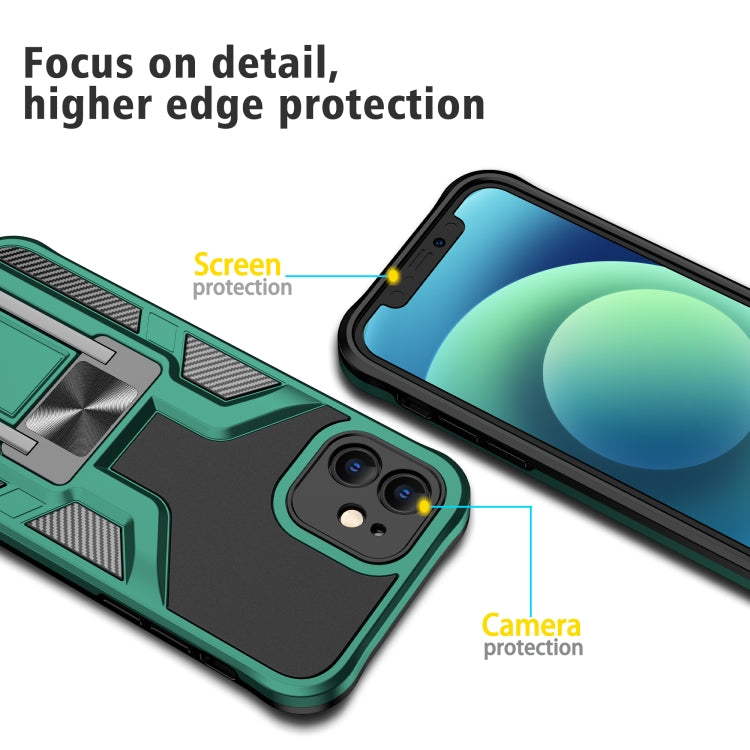 For iPhone 12 Armor 2 in 1 PC + TPU Magnetic Shockproof Case with Foldable Holder