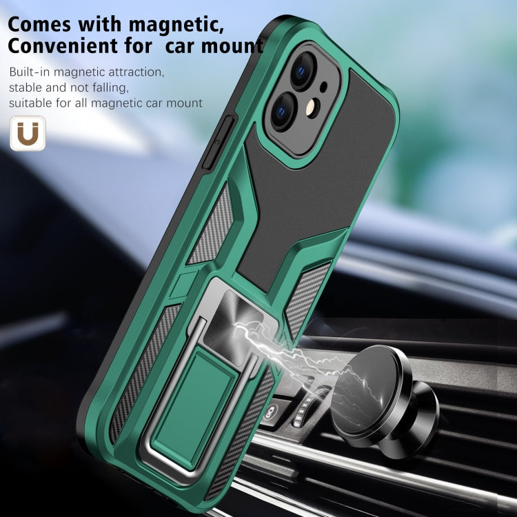 For iPhone 12 Armor 2 in 1 PC + TPU Magnetic Shockproof Case with Foldable Holder