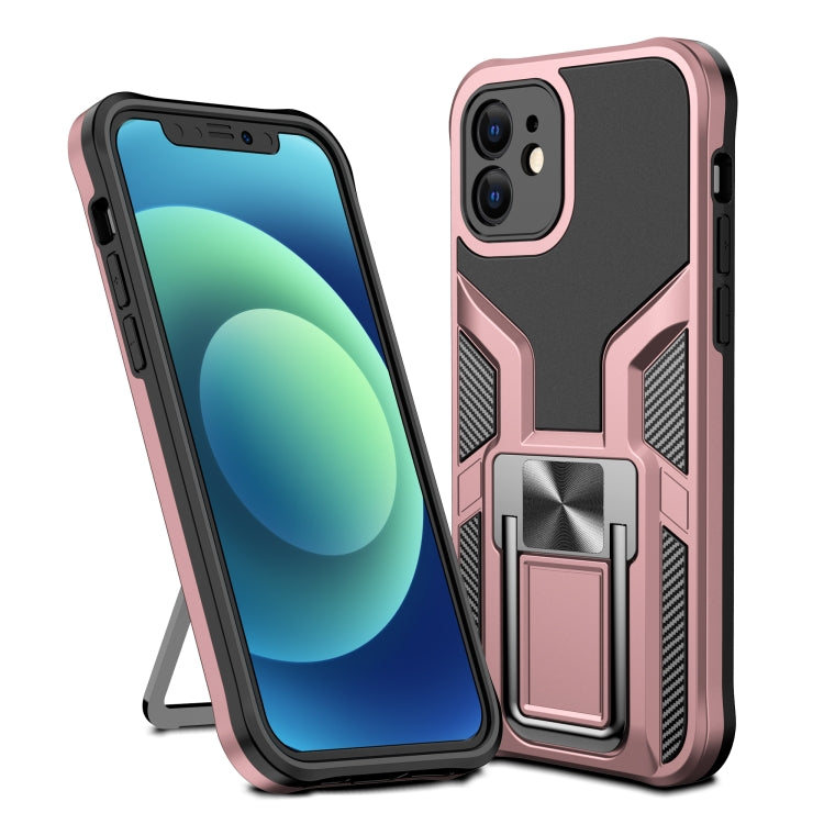 For iPhone 12 Armor 2 in 1 PC + TPU Magnetic Shockproof Case with Foldable Holder