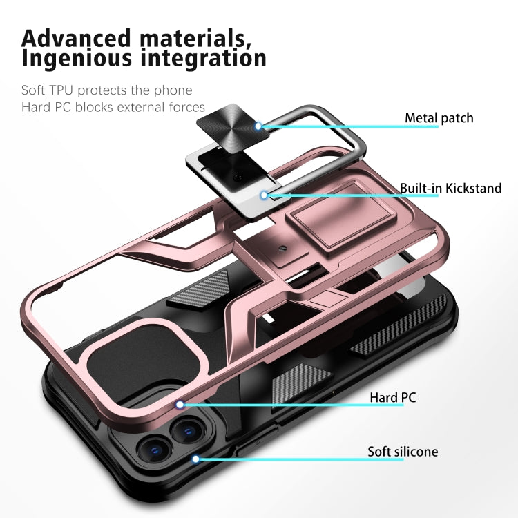 For iPhone 12 Armor 2 in 1 PC + TPU Magnetic Shockproof Case with Foldable Holder