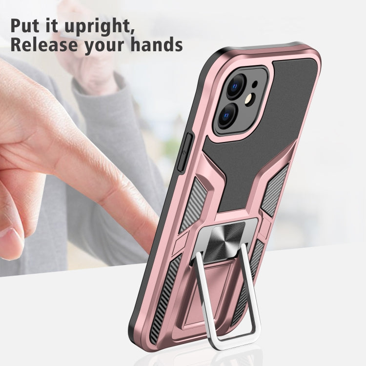 For iPhone 12 Armor 2 in 1 PC + TPU Magnetic Shockproof Case with Foldable Holder