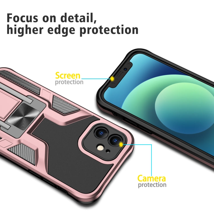 For iPhone 12 Armor 2 in 1 PC + TPU Magnetic Shockproof Case with Foldable Holder