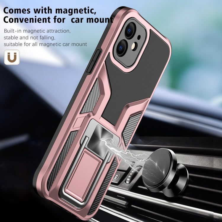 For iPhone 12 Armor 2 in 1 PC + TPU Magnetic Shockproof Case with Foldable Holder