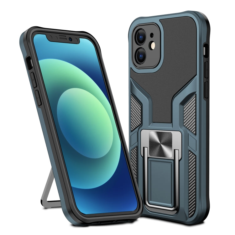 For iPhone 12 Armor 2 in 1 PC + TPU Magnetic Shockproof Case with Foldable Holder