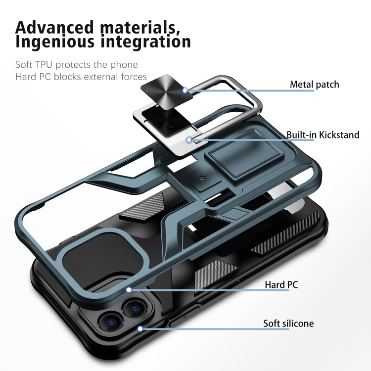 For iPhone 12 Armor 2 in 1 PC + TPU Magnetic Shockproof Case with Foldable Holder