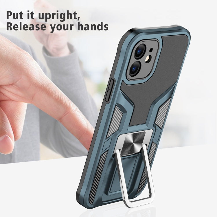 For iPhone 12 Armor 2 in 1 PC + TPU Magnetic Shockproof Case with Foldable Holder