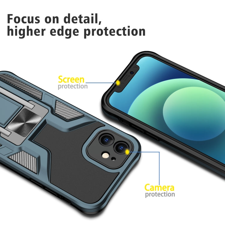 For iPhone 12 Armor 2 in 1 PC + TPU Magnetic Shockproof Case with Foldable Holder