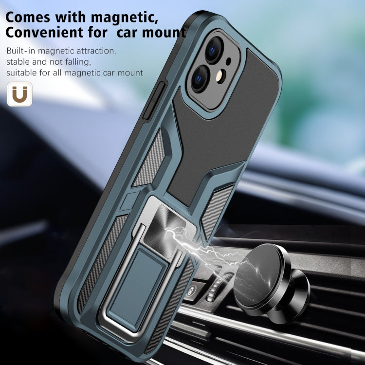 For iPhone 12 Armor 2 in 1 PC + TPU Magnetic Shockproof Case with Foldable Holder