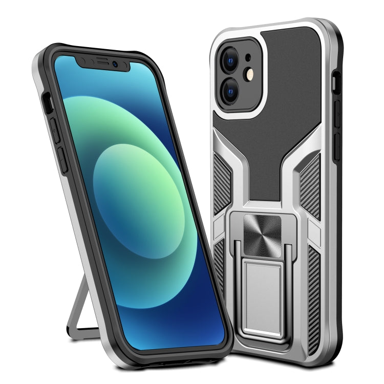 For iPhone 12 Armor 2 in 1 PC + TPU Magnetic Shockproof Case with Foldable Holder