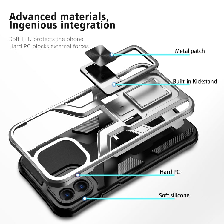 For iPhone 12 Armor 2 in 1 PC + TPU Magnetic Shockproof Case with Foldable Holder