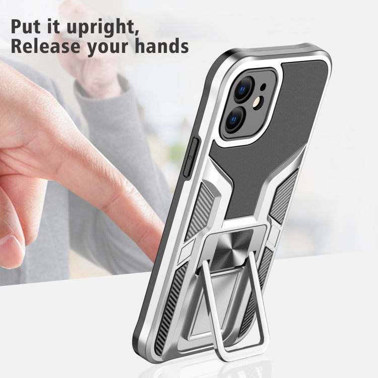 For iPhone 12 Armor 2 in 1 PC + TPU Magnetic Shockproof Case with Foldable Holder
