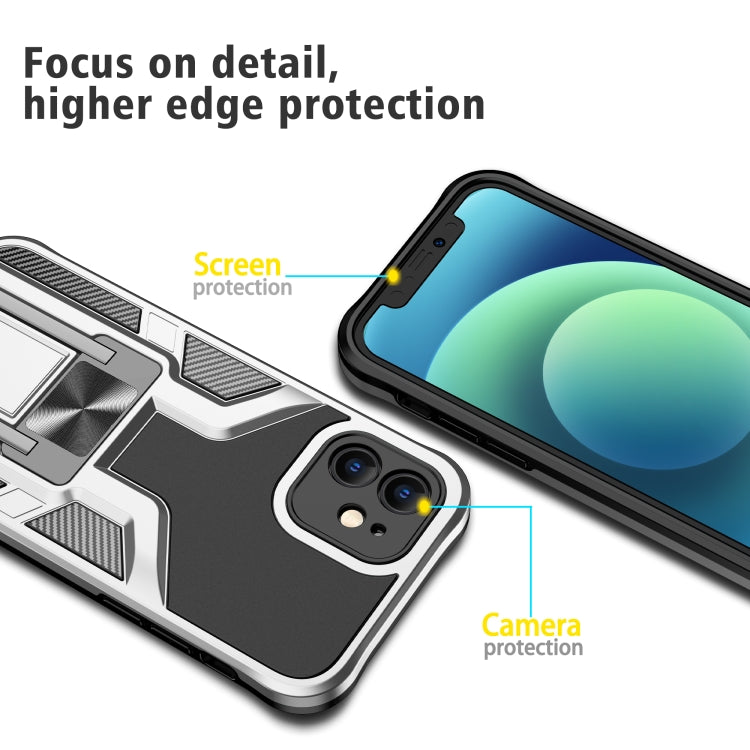 For iPhone 12 Armor 2 in 1 PC + TPU Magnetic Shockproof Case with Foldable Holder