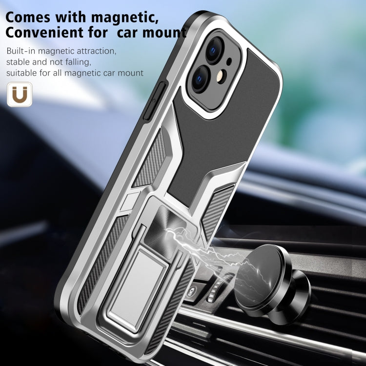 For iPhone 12 Armor 2 in 1 PC + TPU Magnetic Shockproof Case with Foldable Holder