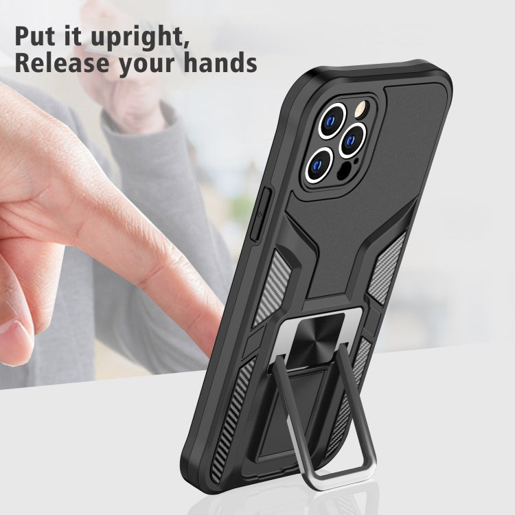 For iPhone 12 Pro Armor 2 in 1 PC + TPU Magnetic Shockproof Case with Foldable Holder
