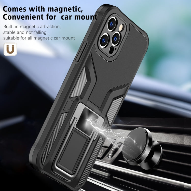 For iPhone 12 Pro Armor 2 in 1 PC + TPU Magnetic Shockproof Case with Foldable Holder