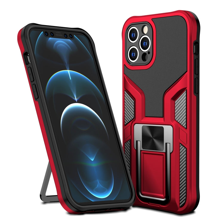 For iPhone 12 Pro Armor 2 in 1 PC + TPU Magnetic Shockproof Case with Foldable Holder