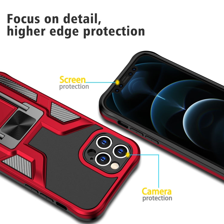 For iPhone 12 Pro Armor 2 in 1 PC + TPU Magnetic Shockproof Case with Foldable Holder